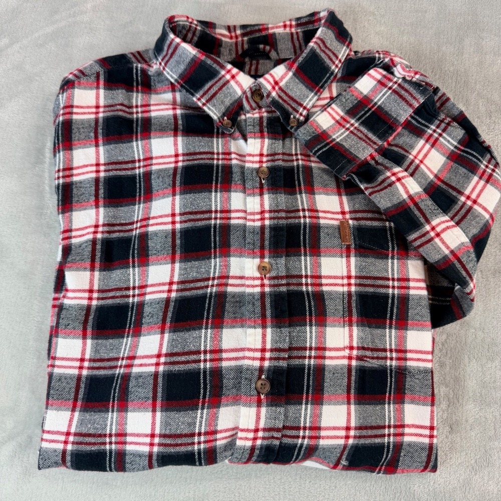Chaps Performance Mens Button Down Shirt XXL Red Black White Plaid Flannel - Picture 8 of 13